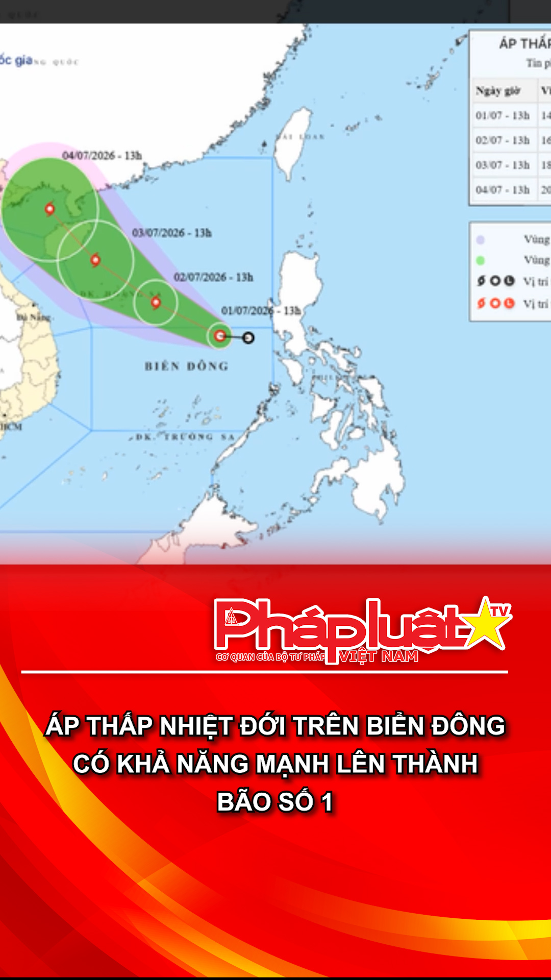 Áp thấp nhiệt đới trên Biển Đông có khả năng mạnh lên thành bão số 1.
