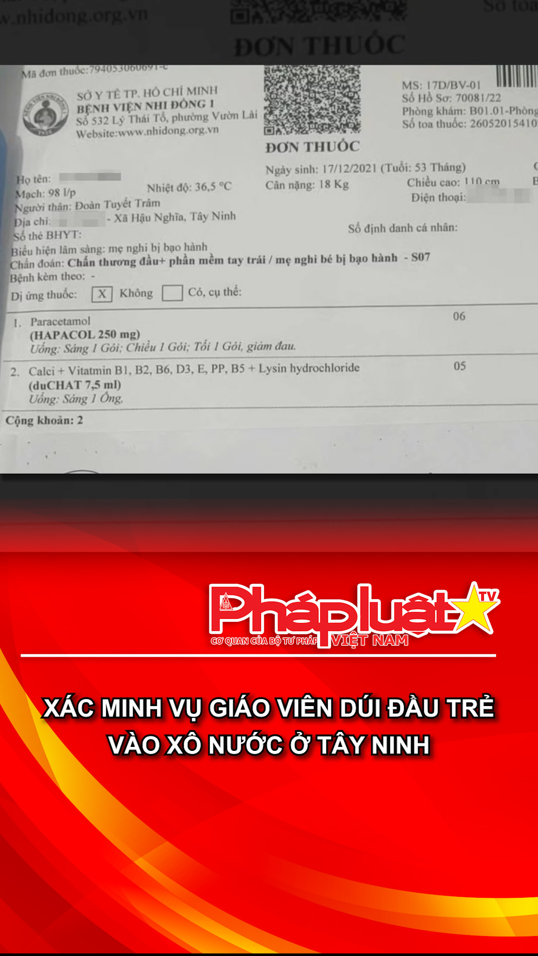 Xác minh vụ giáo viên dúi đầu trẻ vào xô nước ở Tây Ninh.
