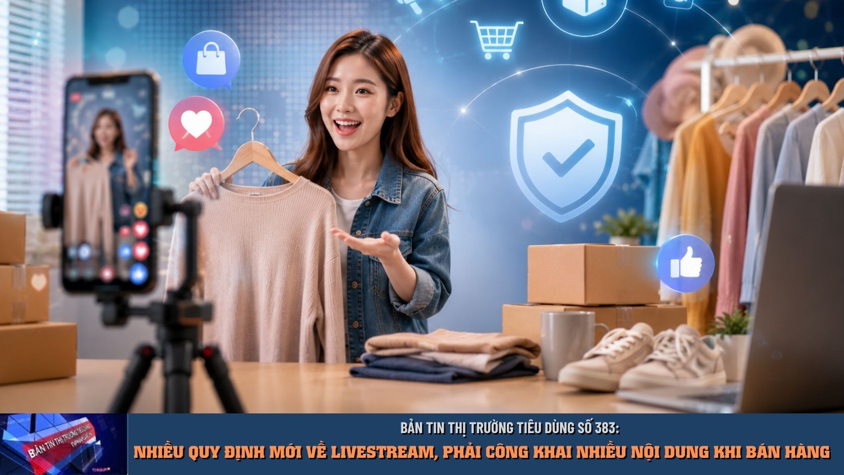  Bản tin Thị trường Tiêu dùng số 383: Nhiều quy định mới về livestream, phải công khai nhiều nội dung khi bán hàng.